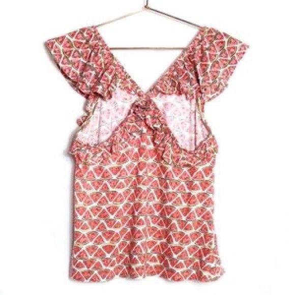 Crown & Ivy Watermelon Print Ruffle Top - Picture 4 of 8